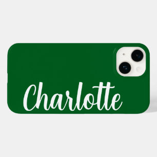 Coque Pour iPhone 14 Nom personnalisé Moderne Minimaliste Vert foncé Él