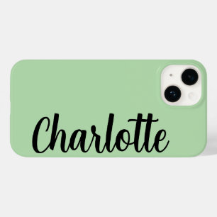 Coque Pour iPhone 14 Nom personnalisé Moderne Minimaliste Vert Menthe É