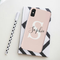 Nom personnalisé moderne Monogram Pastel Rose
