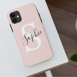 Case-Mate iPhone Case Nom personnalisé moderne Monogram Pastel Rose<br><div class="desc">Nom personnalisé moderne Monogram Pastel Rose</div>