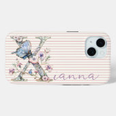 Coques Case-Mate iPhone Nom personnalisé moderne Papillon floral Lilac ini (Verso (horizontal))