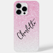 Coques Case-Mate iPhone Nom personnalisé moderne rose pailleté girly chic (Verso)