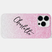 Coques Case-Mate iPhone Nom personnalisé moderne rose pailleté girly chic (Verso (horizontal))