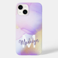 Nom personnalisé Monogram Purple Aquarelle Luxe