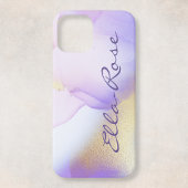 Coques Case-Mate iPhone Nom personnalisé Monogram Purple Aquarelle Luxe