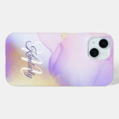 Coques Case-Mate iPhone Nom personnalisé Monogram Purple Aquarelle Luxe (Verso (horizontal))