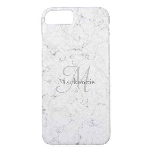 Coques Case-Mate iPhone Nom personnalisé Monogramme Élégant Marbre blanc g (Dos)