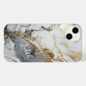 Coques Case-Mate iPhone Nom personnalisé/Monogramme Gris Blanc et or Marbl (Verso (horizontal))