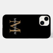 Coques Case-Mate iPhone Nom personnalisé Monogramme noir (Verso (horizontal))