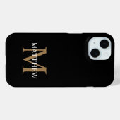 Coques Case-Mate iPhone Nom personnalisé Monogramme noir (Verso (horizontal))