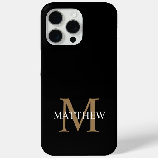 Coques Case-Mate iPhone Nom personnalisé Monogramme noir (Verso)