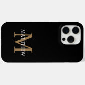 Coques Case-Mate iPhone Nom personnalisé Monogramme noir (Verso (horizontal))