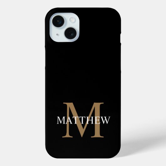 Coques Case-Mate iPhone Nom personnalisé Monogramme noir (Verso)