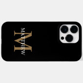 Coques Case-Mate iPhone Nom personnalisé Monogramme noir (Verso (horizontal))