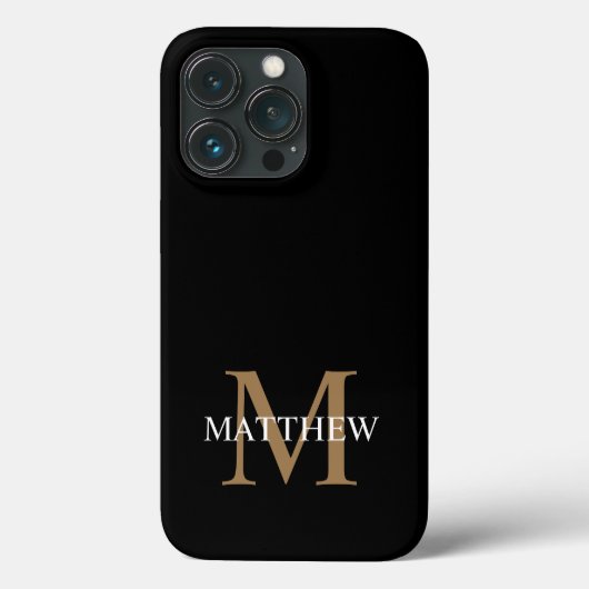 Coques Case-Mate iPhone Nom personnalisé Monogramme noir (Verso)