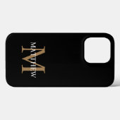 Coques Case-Mate iPhone Nom personnalisé Monogramme noir (Verso (horizontal))