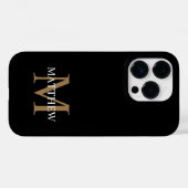 Coques Case-Mate iPhone Nom personnalisé Monogramme noir (Verso (horizontal))