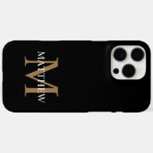 Coques Case-Mate iPhone Nom personnalisé Monogramme noir (Verso (horizontal))
