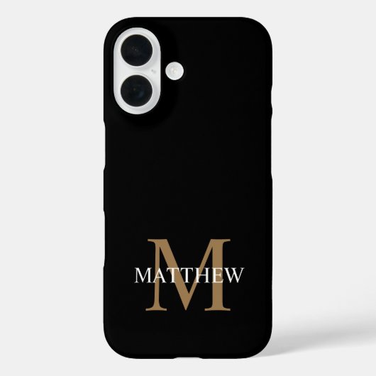 Coques Case-Mate iPhone Nom personnalisé Monogramme noir (Verso)