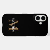 Coques Case-Mate iPhone Nom personnalisé Monogramme noir (Verso (horizontal))