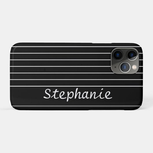 Coques Case-Mate iPhone Nom Personnalisé Monogramme Noir Blancs Élégant (Dos (Horizontal))