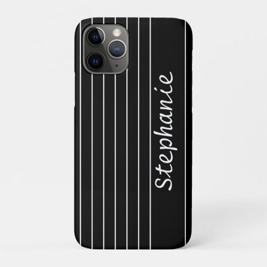 Coques Case-Mate iPhone Nom Personnalisé Monogramme Noir Blancs Élégant (Dos)