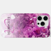Coques Case-Mate iPhone Nom Personnalisé Monogramme Purple Ombre Crystals (Verso (horizontal))
