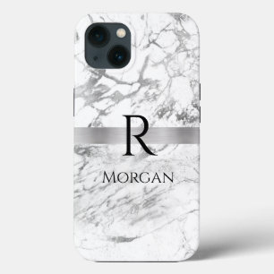 Case-Mate iPhone Case Nom personnalisé & monogramme Texte Noir sur Marbr