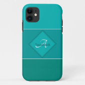 Coques Case-Mate iPhone Nom personnalisé Monogramme Trois bandes Turquoise (Dos)