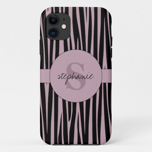 Coques Case-Mate iPhone Nom personnalisé Monogramme Zebra stripes motif (Dos)