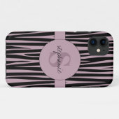 Coques Case-Mate iPhone Nom personnalisé Monogramme Zebra stripes motif (Dos (Horizontal))