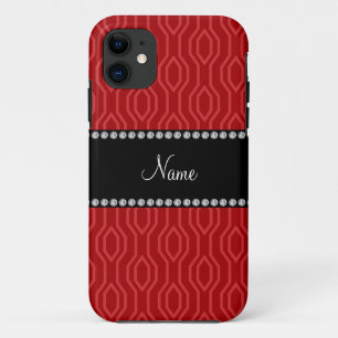 Etui iPhone Case-Mate Nom personnalisé motif de diamant géométrique roug