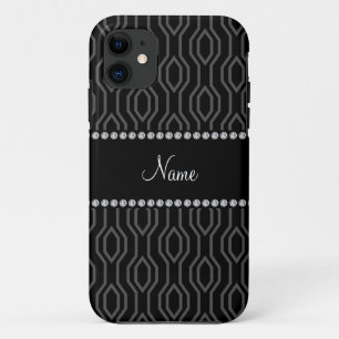 Coques Pour iPhone Nom personnalisé motif de diamants géométriques no