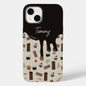 Coques Case-Mate iPhone Nom personnalisé Motif de thème de chocolat (Verso)