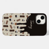 Coques Case-Mate iPhone Nom personnalisé Motif de thème de chocolat (Verso (horizontal))