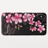 Coques Case-Mate iPhone Nom personnalisé| Motif Floral de fleurs de cerisi (Dos (Horizontal))