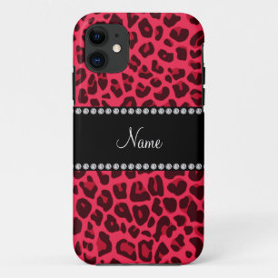Coques Pour iPhone Nom personnalisé motif léopard rose