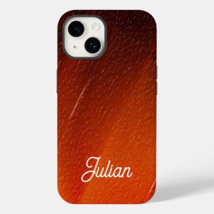 Coque Pour iPhone 14 Nom personnalisé motif texturé orange