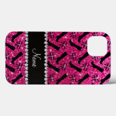 Coques Case-Mate iPhone Nom personnalisé neon parties scintillant rose cha (Verso (horizontal))