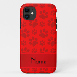 Case-Mate iPhone Case Nom personnalisé neon pattes de chien rouge