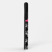 Coques Case-Mate iPhone Nom personnalisé noir blanc damassé rose arc parti (Dos/Droite)