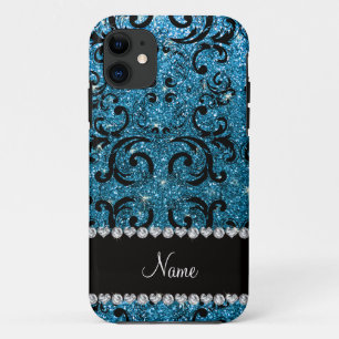 Coque Case-Mate Pour iPhone Nom personnalisé noir ciel bleu parties scintillan