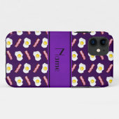 Coques Case-Mate iPhone Nom personnalisé oeufs de bacon violet (Dos (Horizontal))