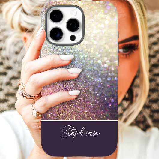 Coques Case-Mate iPhone Nom personnalisé ombré pailleté