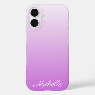 Coques iPhone 16 Nom personnalisé ombré violet lilas