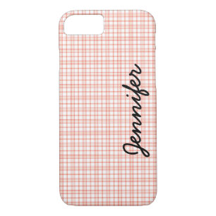 Coque iPhone 7 Nom personnalisé orange et blanc, minimaliste