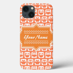 Etui iPhone 13 Nom personnalisé Orange Owls N1