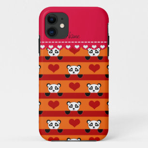 Coque Case-Mate Pour iPhone Nom personnalisé orange panda rouge rayures de coe