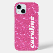 Coques Case-Mate iPhone Nom personnalisé Paillettes Rose Chaude Rétro (Verso)