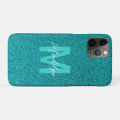 Coques Case-Mate iPhone Nom personnalisé paillettes vert chic (Dos (Horizontal))